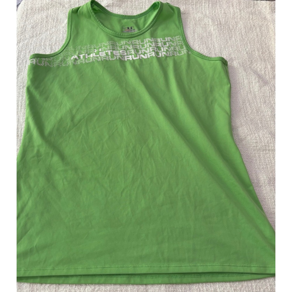 Under Armour HeatGear Womens Green Athletes Run Racerback Tank Top Medium